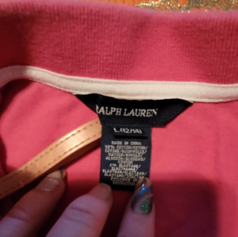Ralph Lauren Pretty Pink Cotton Preppy Ruffled Polo Dress Size Large Girls